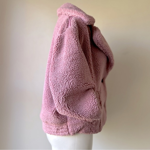 Free People Joplin Cozy Sherpa Faux Fur Teddy Jacket in Smoked Pink, XS NWT - Picture 9 of 13